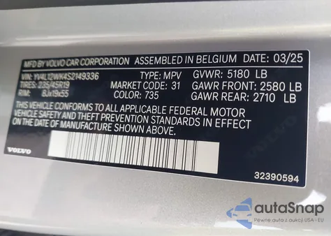 2025 Volvo V60 Cross Country B5 Plus from USA, damaged, VIN YV4L12WK4S2149336